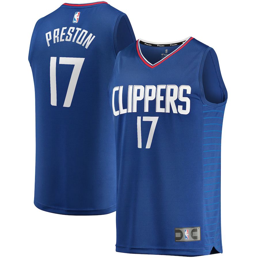Men Los Angeles Clippers 17 Jason Preston Fanatics Branded Royal Fast Break Replica NBA Jersey